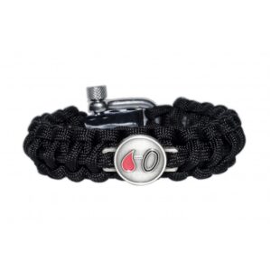 Náramok PARACORD krvná skupina 0 neg. - čierny