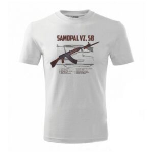 Tričko STRIKER s potlačou Samopal vz.58 - biele