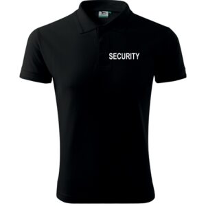 Polokošeľa SECURITY 180g s bielym nápisom - čierna