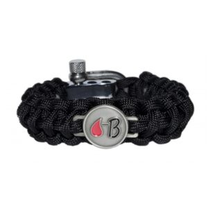 Náramok PARACORD krvná skupina B neg. - čierny
