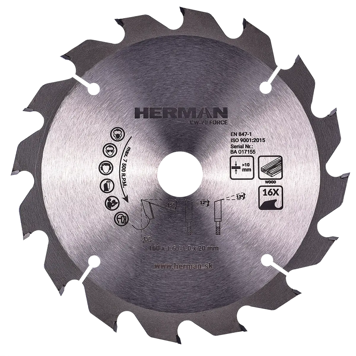 Pílový kotúč HERMAN CW-20 Force 160x1