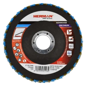 Kombinovaný lamelový kotúč HERMAN LWR-10 Area ZirTex 125mm | Zirconia | fine / P120