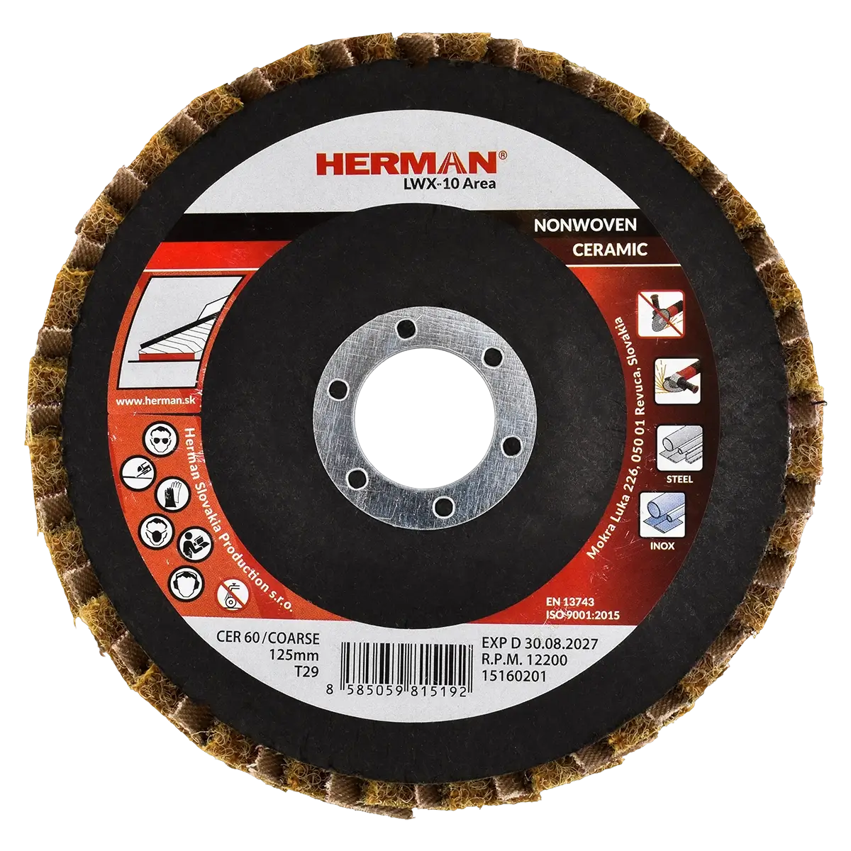 Kombinovaný lamelový kotúč HERMAN LWX-10 Area CerTex 125mm | ceramic | coarse / P60