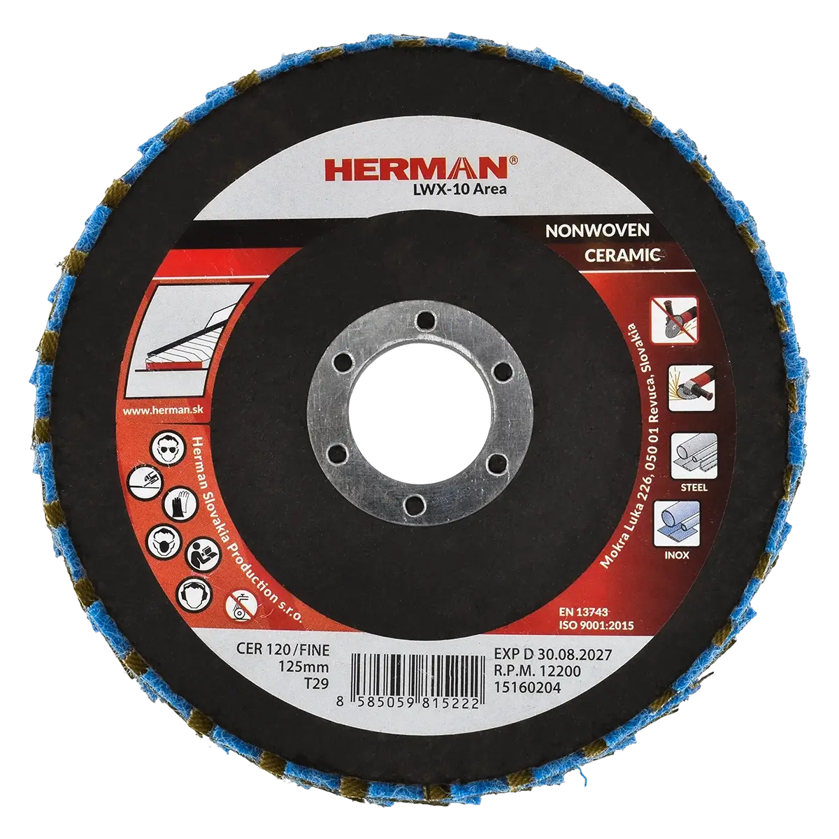Kombinovaný lamelový kotúč HERMAN LWX-10 Area CerTex 125mm | ceramic | fine / P120