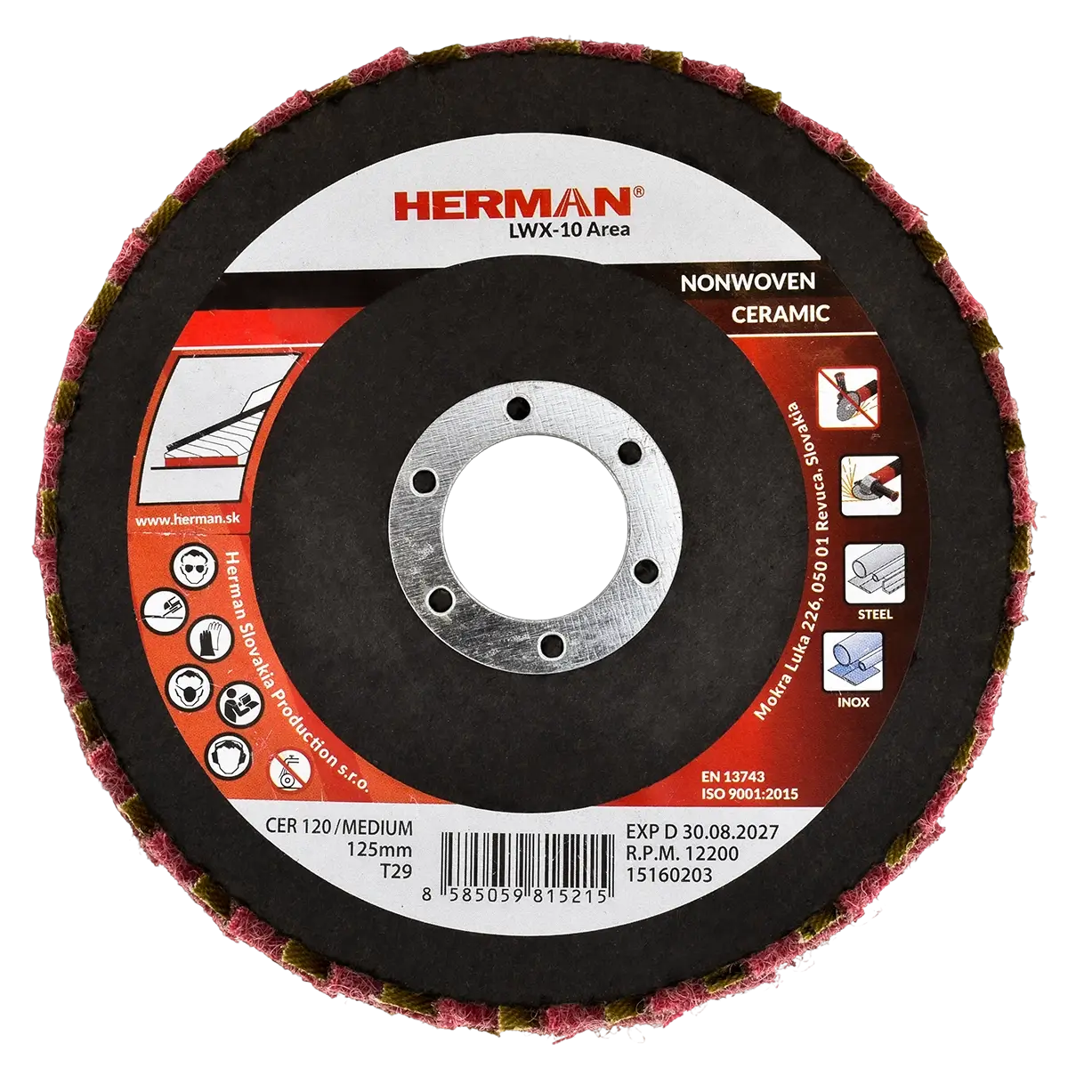 Kombinovaný lamelový kotúč HERMAN LWX-10 Area CerTex 125mm | ceramic | medium / P120
