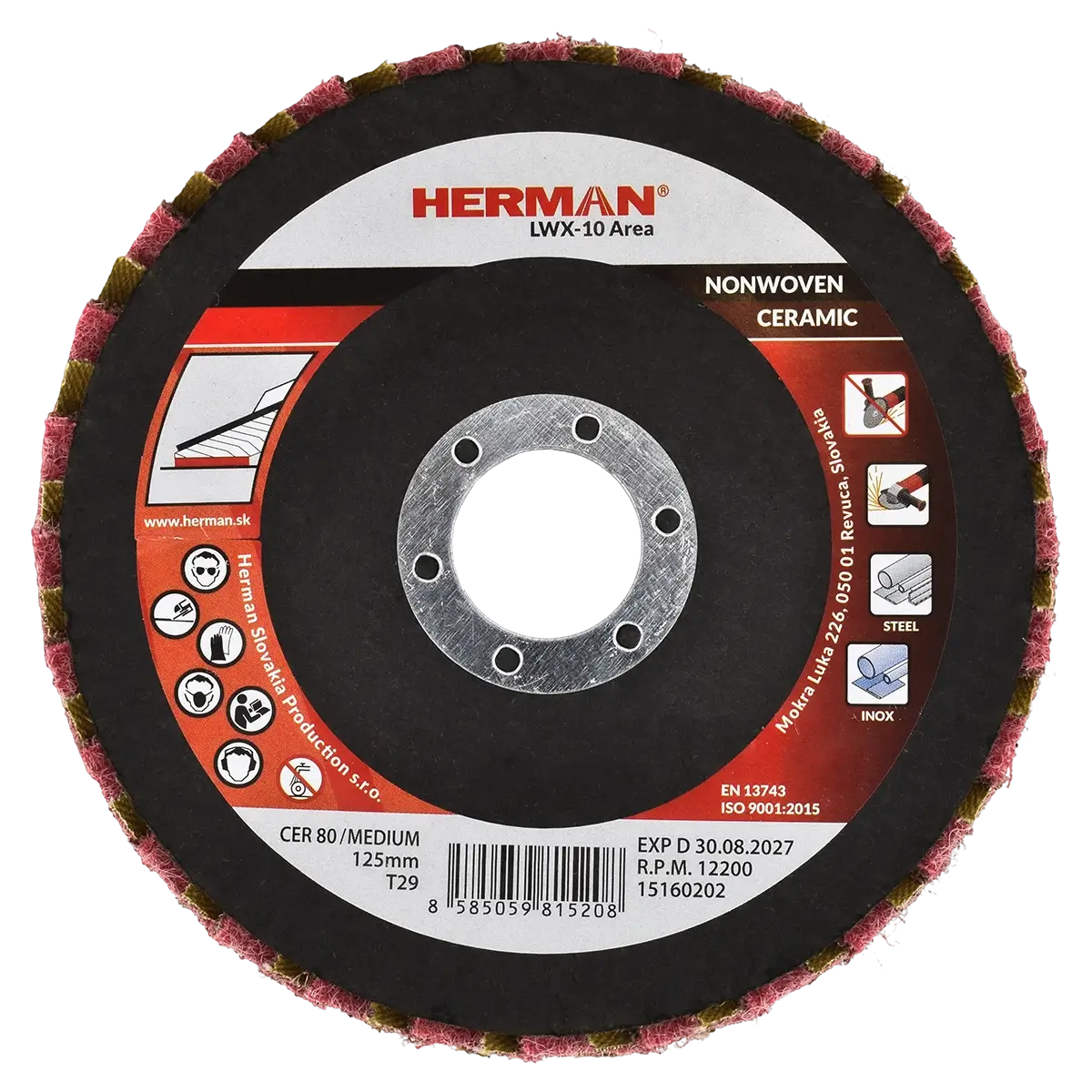 Kombinovaný lamelový kotúč HERMAN LWX-10 Area CerTex 125mm | ceramic | medium / P80