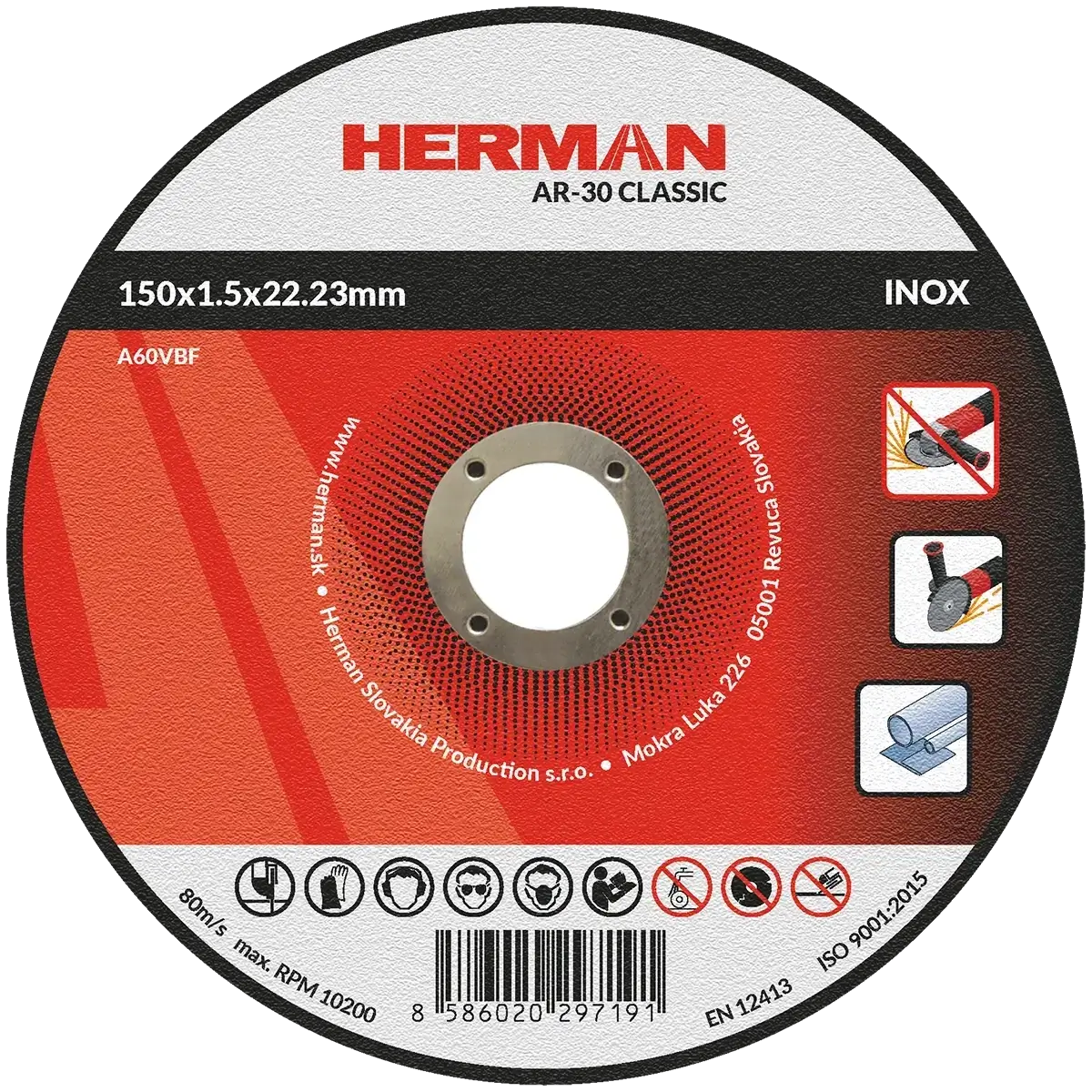 Rezný kotúč HERMAN AR-30 Classic | Na nerez 150x1