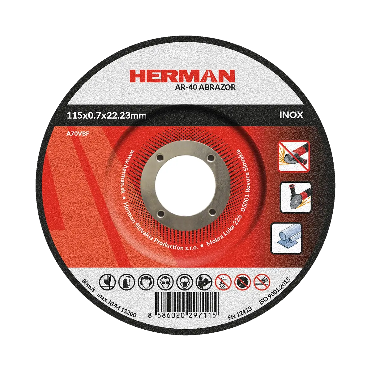 Rezný kotúč HERMAN AR-40 Abrazor | Na nerez 115x0