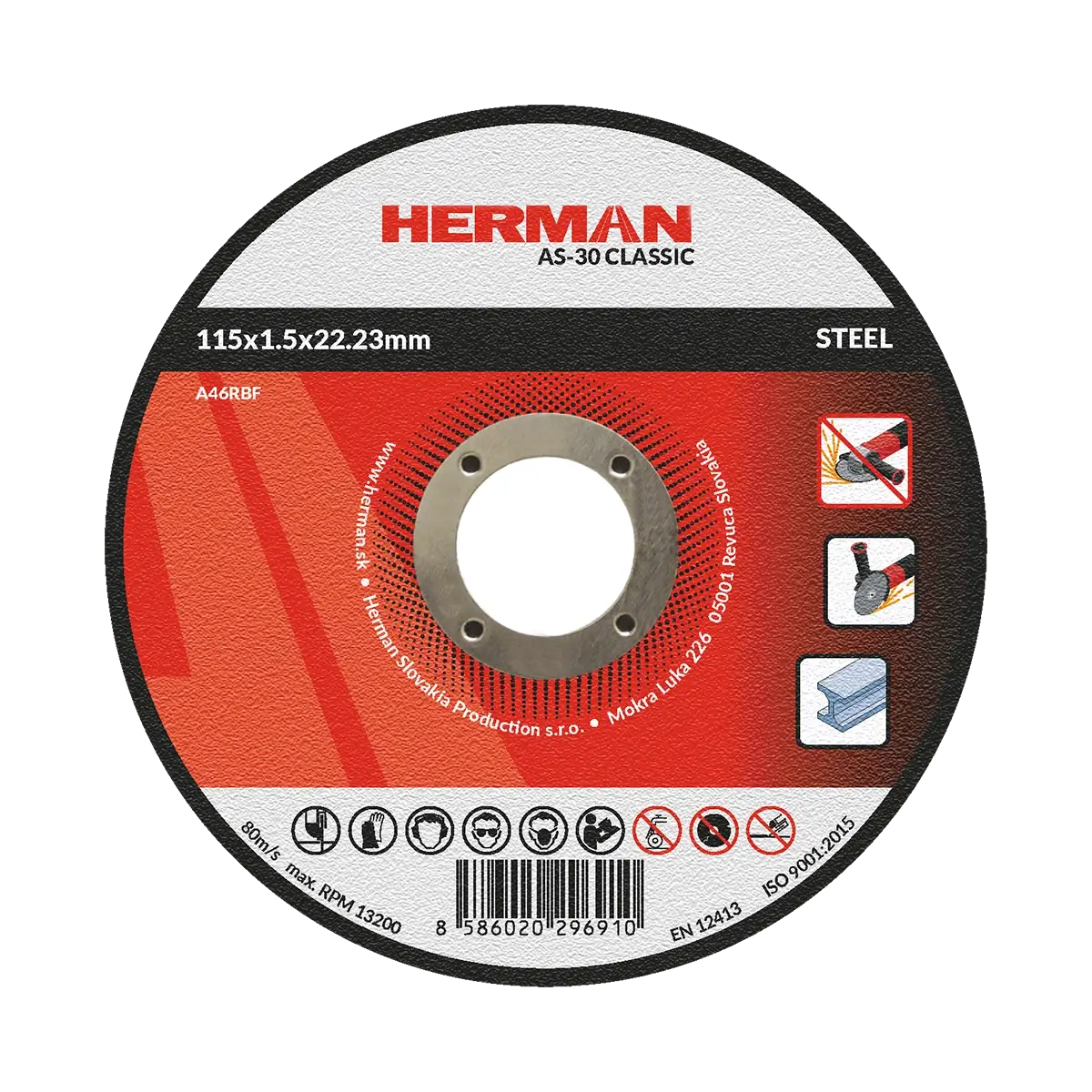 Rezný kotúč HERMAN AS-30 Classic | Na oceľ 115x1