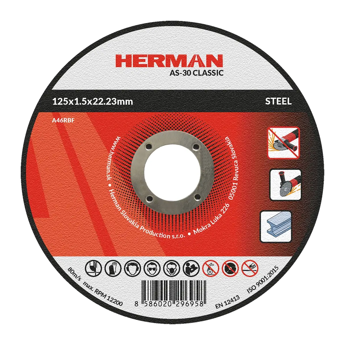 Rezný kotúč HERMAN AS-30 Classic | Na oceľ 125x1