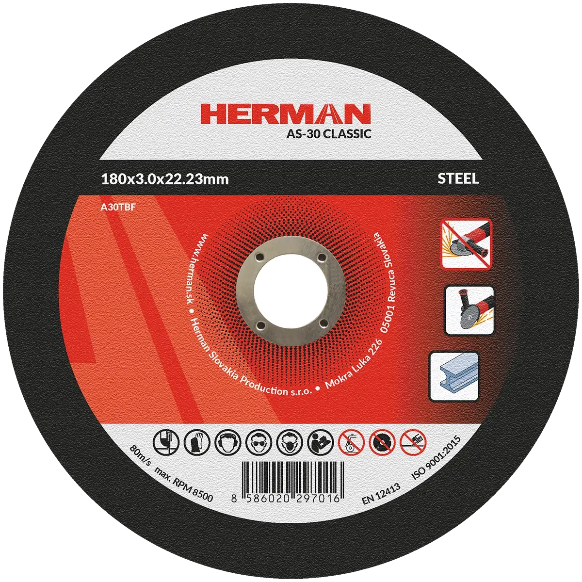 Rezný kotúč HERMAN AS-30 Classic | Na oceľ 180x3