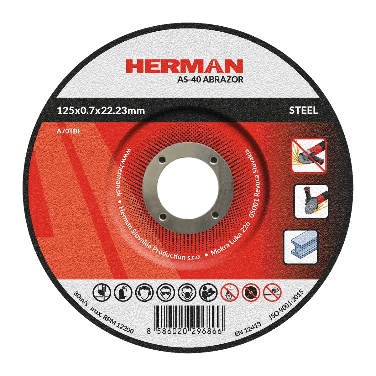 Rezný kotúč HERMAN AS-40 Abrazor | Na oceľ 125x0
