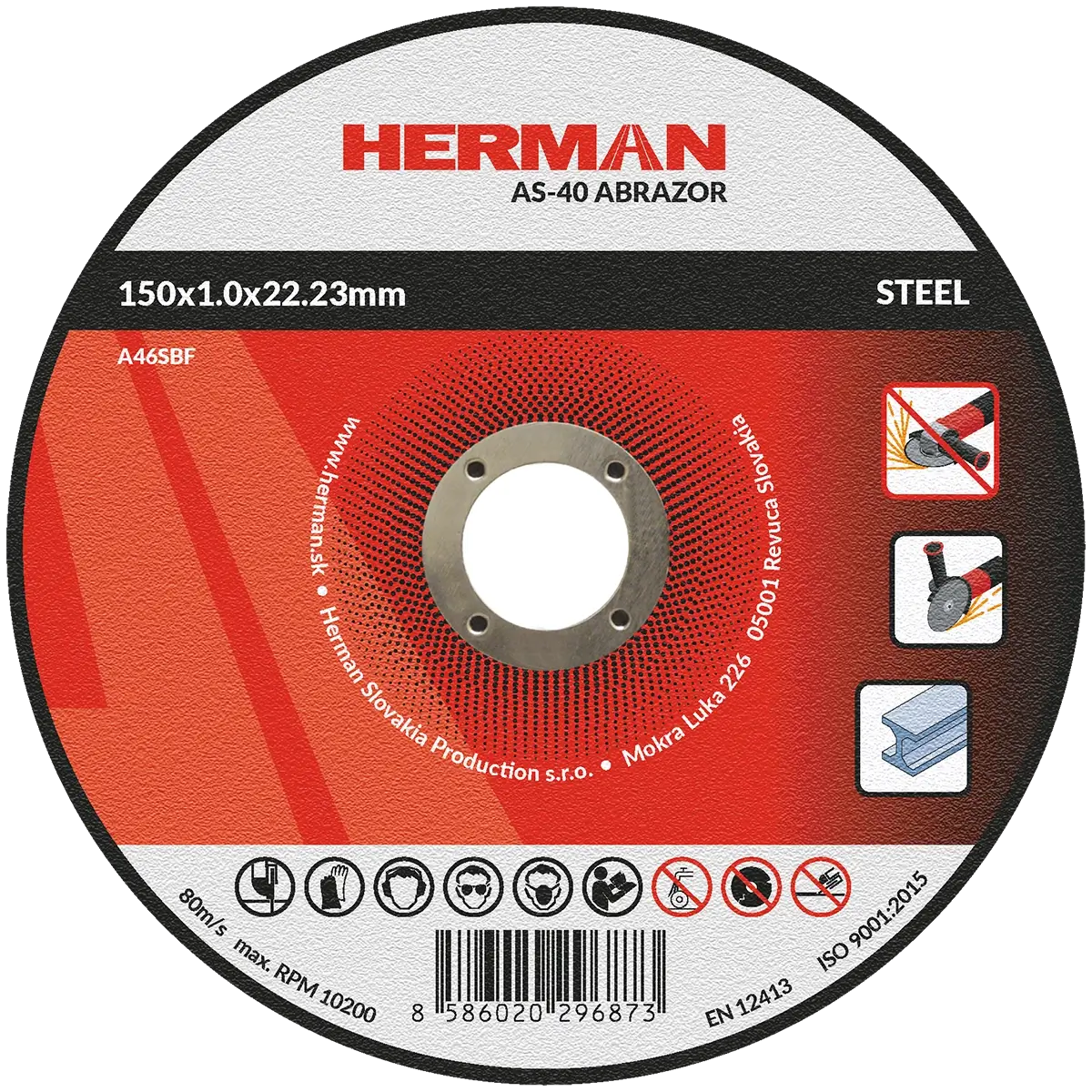 Rezný kotúč HERMAN AS-40 Abrazor | Na oceľ 150x1