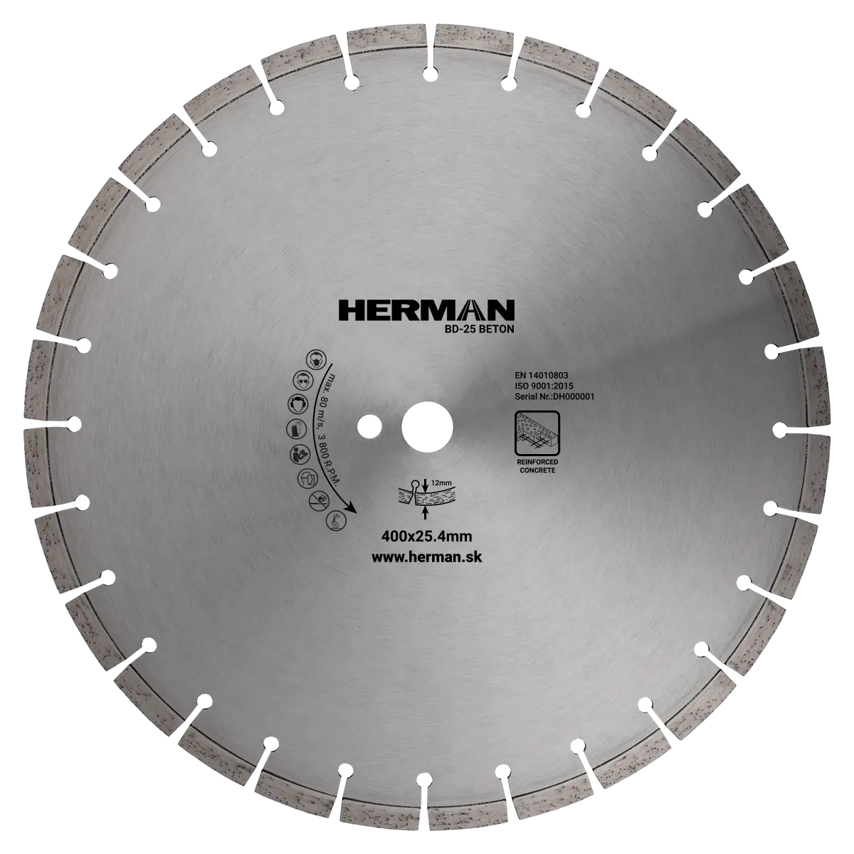 Diamantový kotúč HERMAN BD-25 Beton 400x25