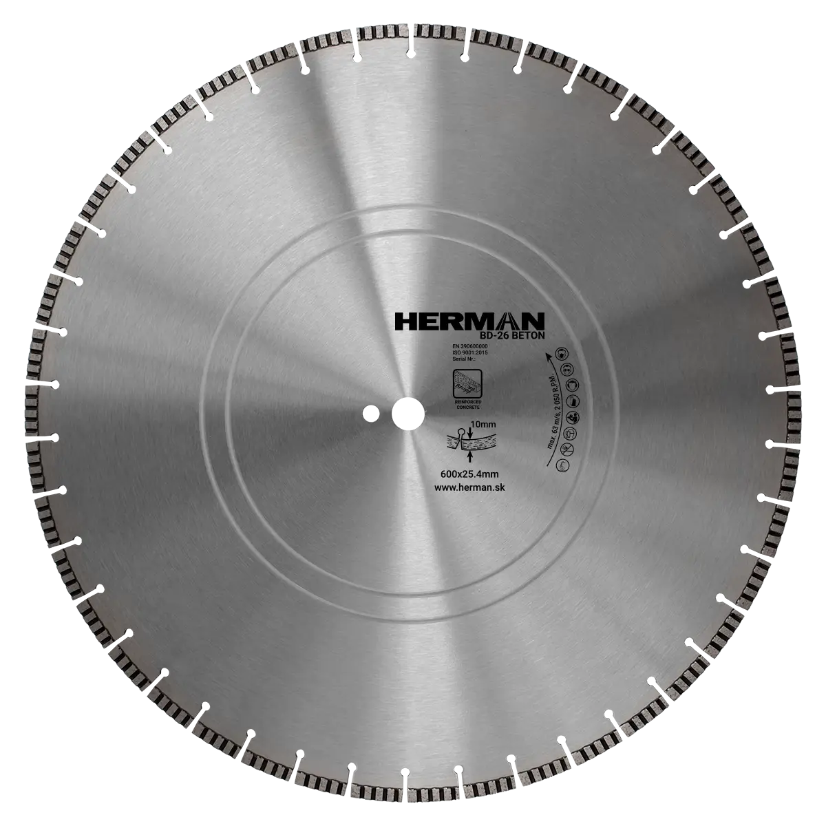 Diamantový kotúč HERMAN BD-26 Beton 600x25