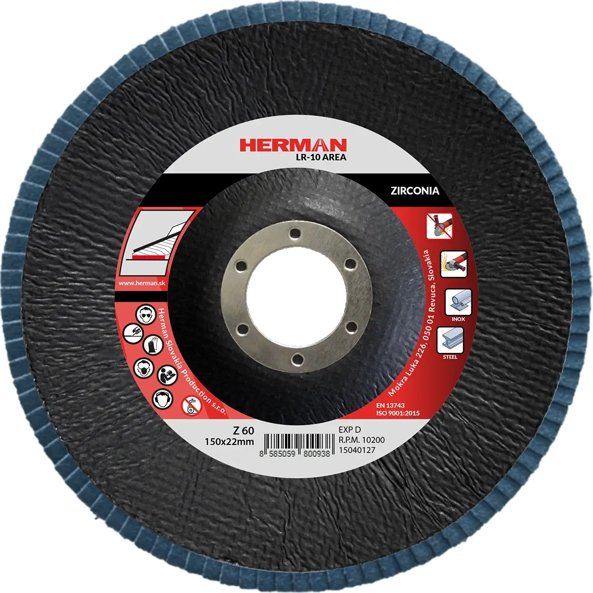 Lamelový kotúč HERMAN LR-10 Area 150mm | P60 | zirconia