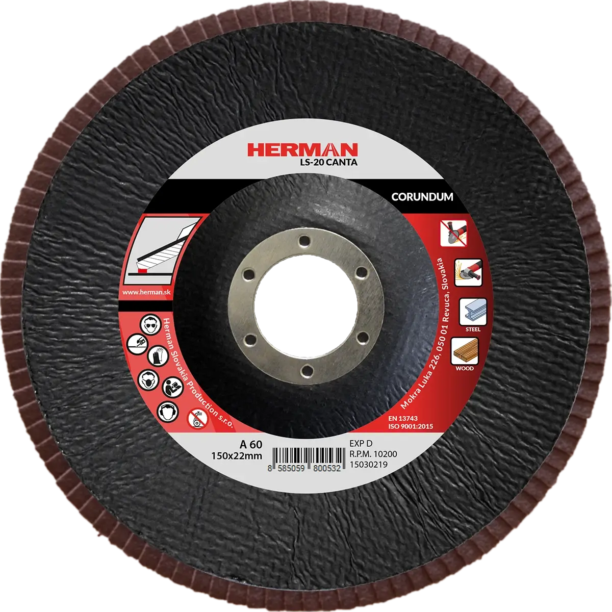 Lamelový kotúč HERMAN LS-20 Canta 150mm | P60 | corundum