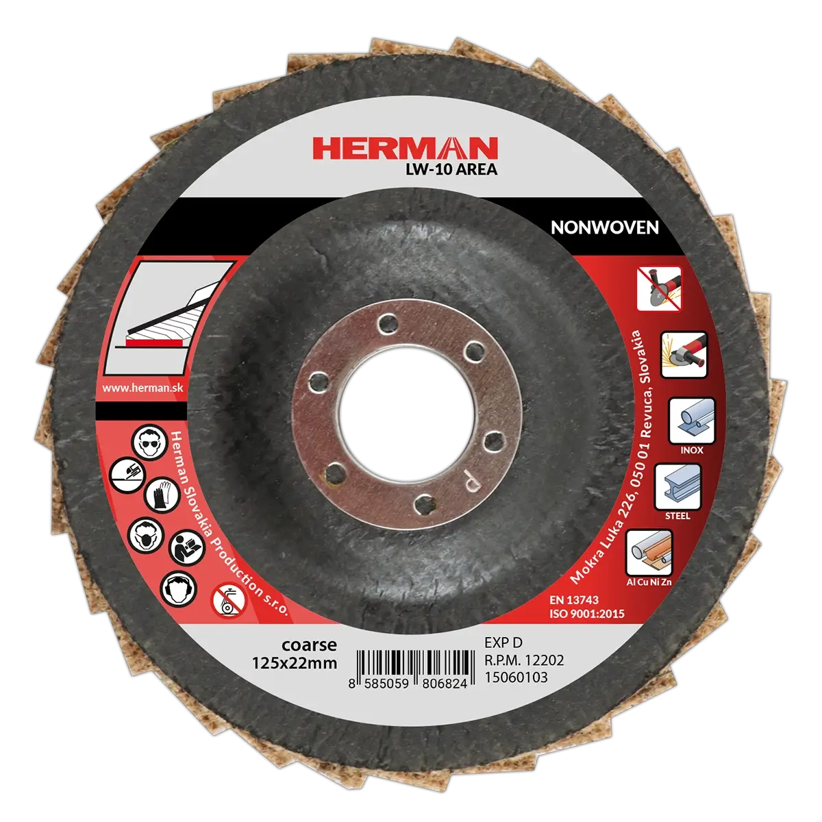 Lamelový kotúč HERMAN LW-10 Area Non-woven | 125mm | coarse