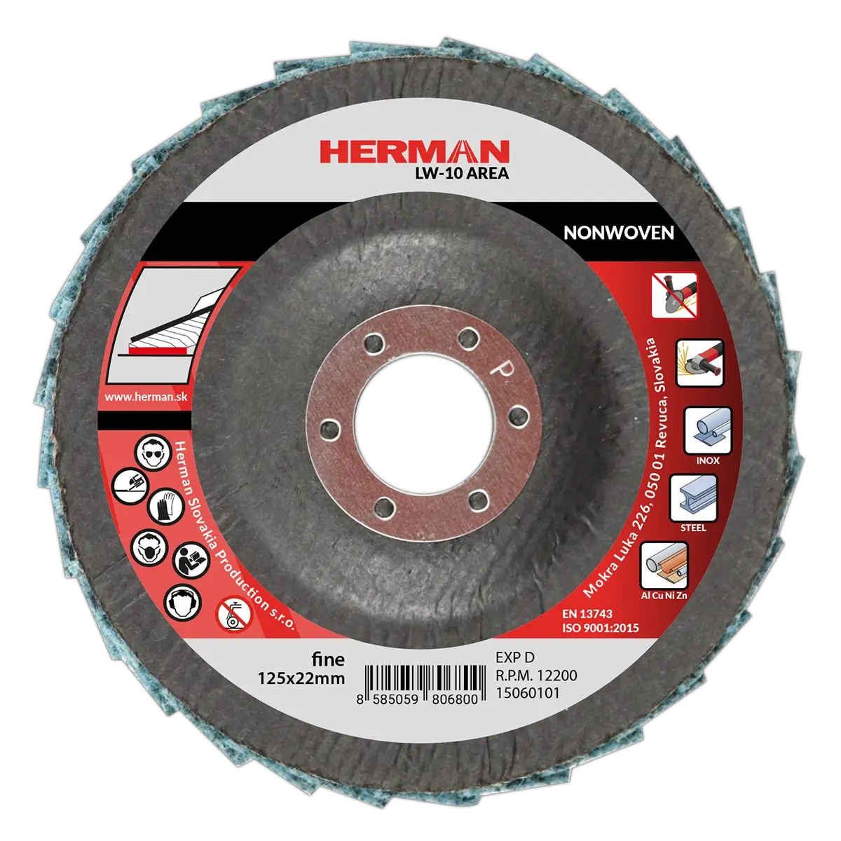 Lamelový kotúč HERMAN LW-10 Area Non-woven | 125mm | fine