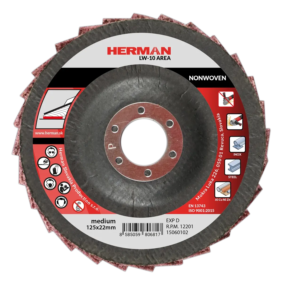 Lamelový kotúč HERMAN LW-10 Area Non-woven | 125mm | medium