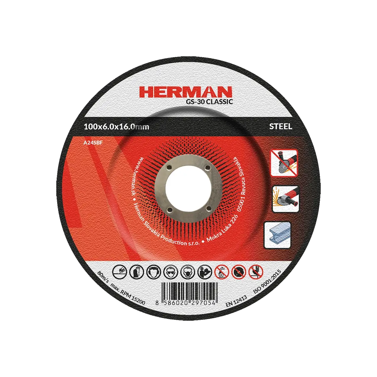 Brúsny kotúč HERMAN GS-30 Classic | Na oceľ 100x6