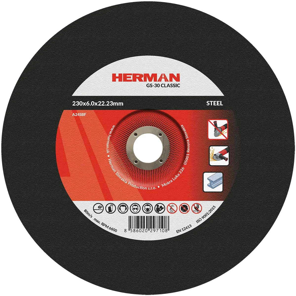 Brúsny kotúč HERMAN GS-30 Classic | Na oceľ 230x6