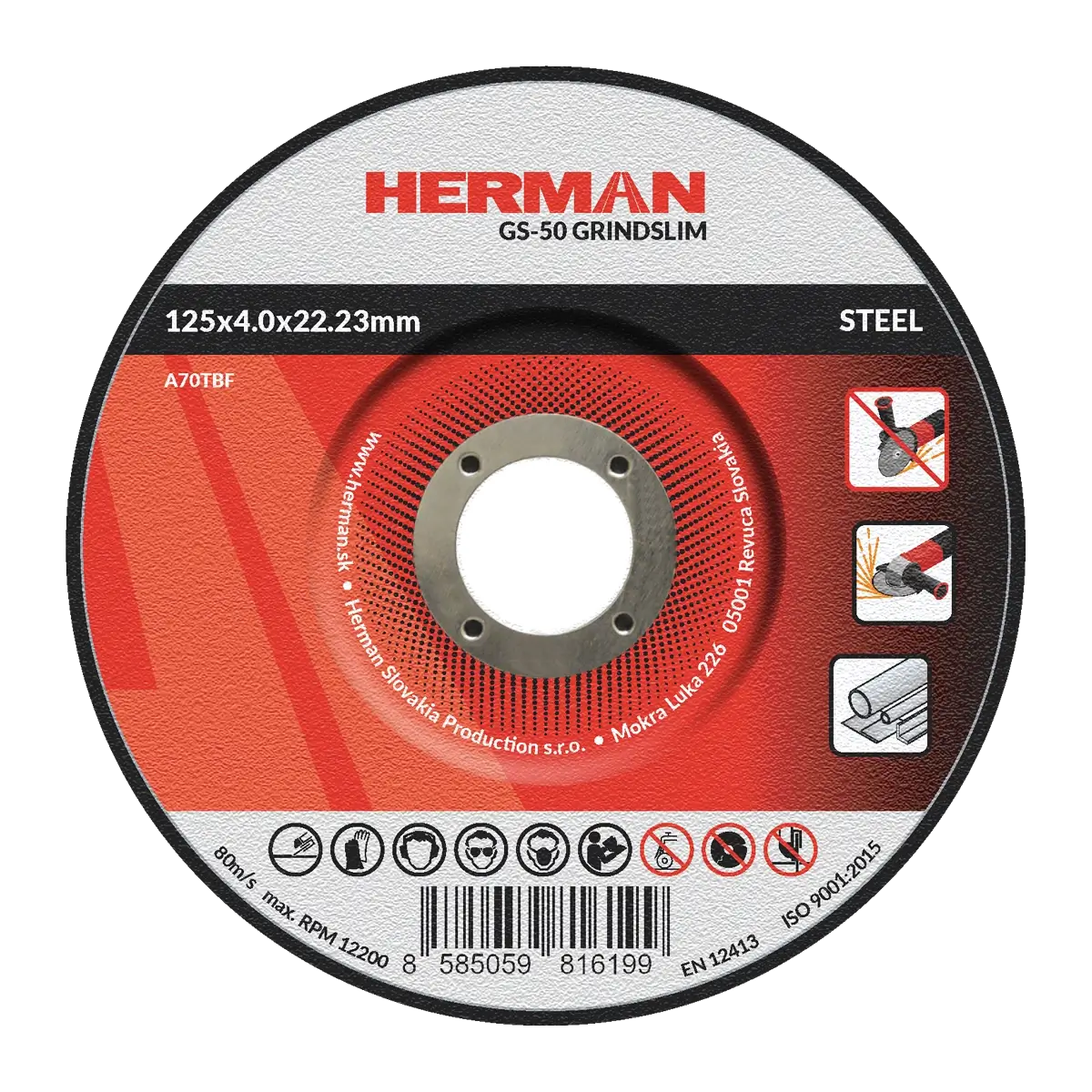 Brúsny kotúč HERMAN GS-50 GrindSlim | Na oceľ 125x4