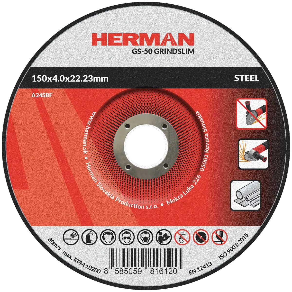 Brúsny kotúč HERMAN GS-50 GrindSlim | Na oceľ 150x4