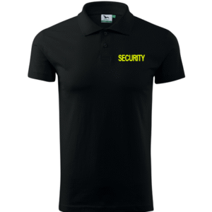Polokošeľa SECURITY 180g so žltým nápisom - čierna
