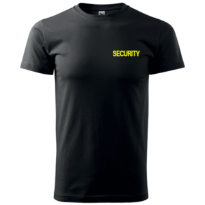 Tričko SECURITY so žltým nápisom - čierne
