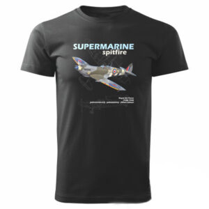 Tričko STRIKER s potlačou Supermarine Spitfire - čierne