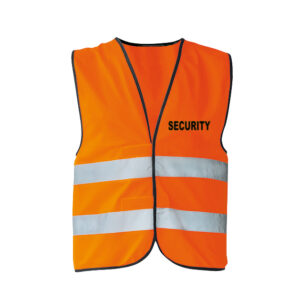 Vesta reflexná s potlačou SECURITY - oranžová