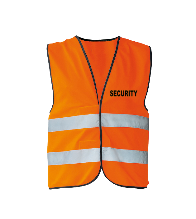 Vesta reflexná s potlačou SECURITY - oranžová
