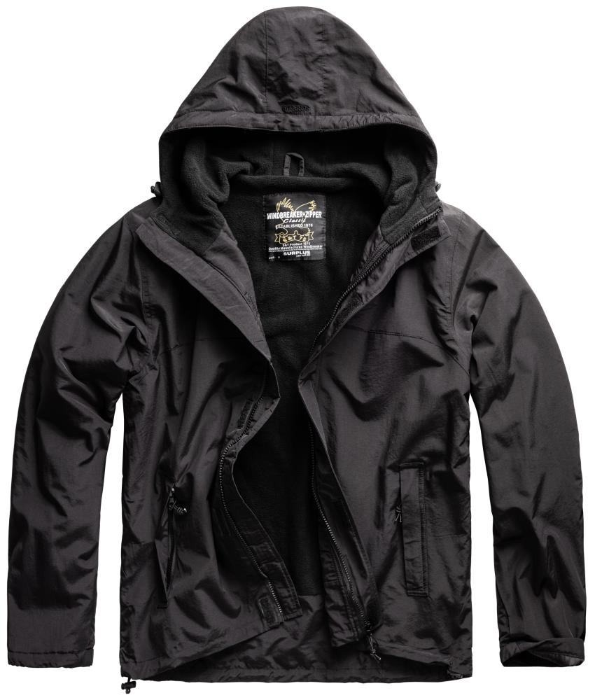 Anorak bojový SURPLUS TEX s kapucňou a so zipsom - čierny