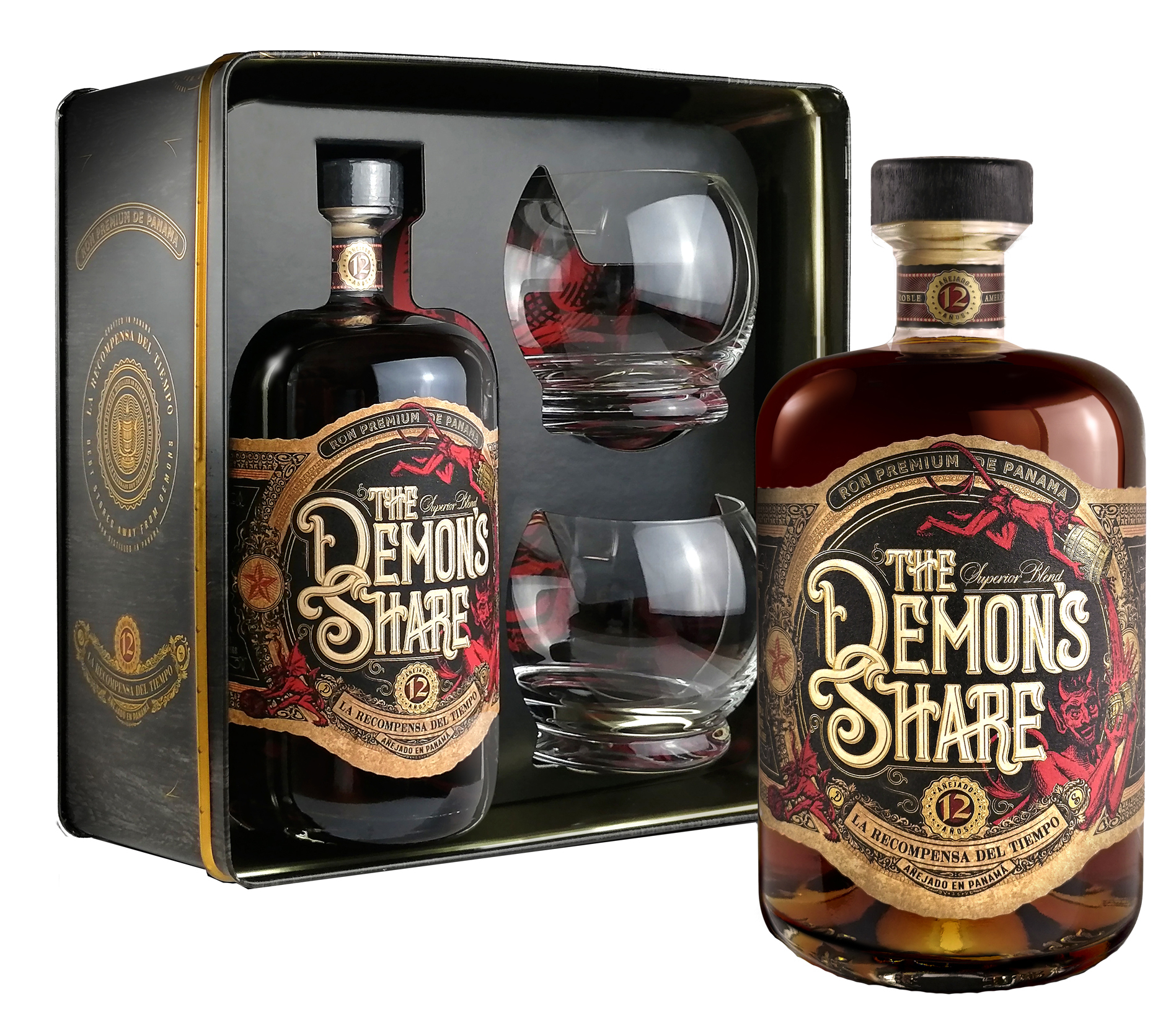 The Demon's Share Rum 12 Y.O. Glass Set - THE DEMON'S SHARE