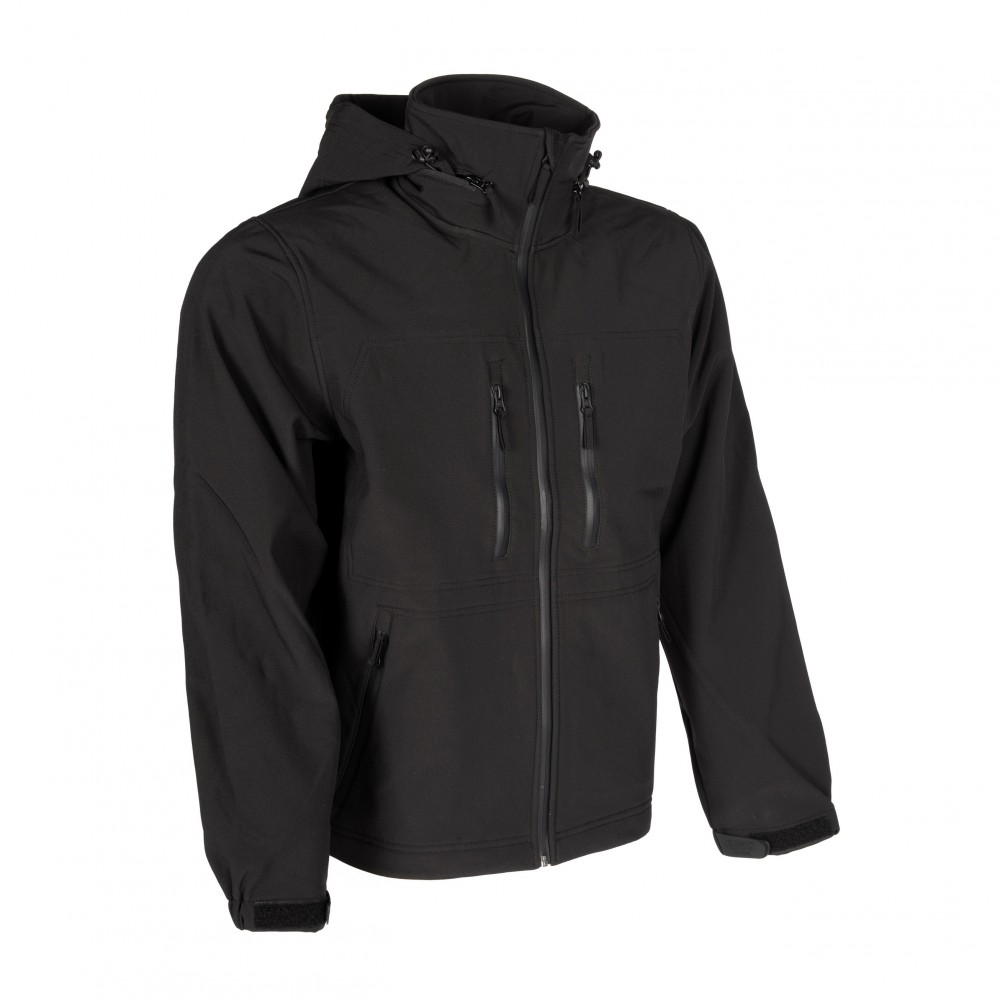 Bunda nepremokavá Gurkha Tactical Outdoor softshell s kapucňou - čierna