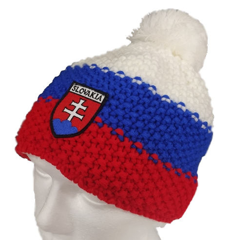 Čiapka pletená SLOVAKIA so SZ - trikolóra