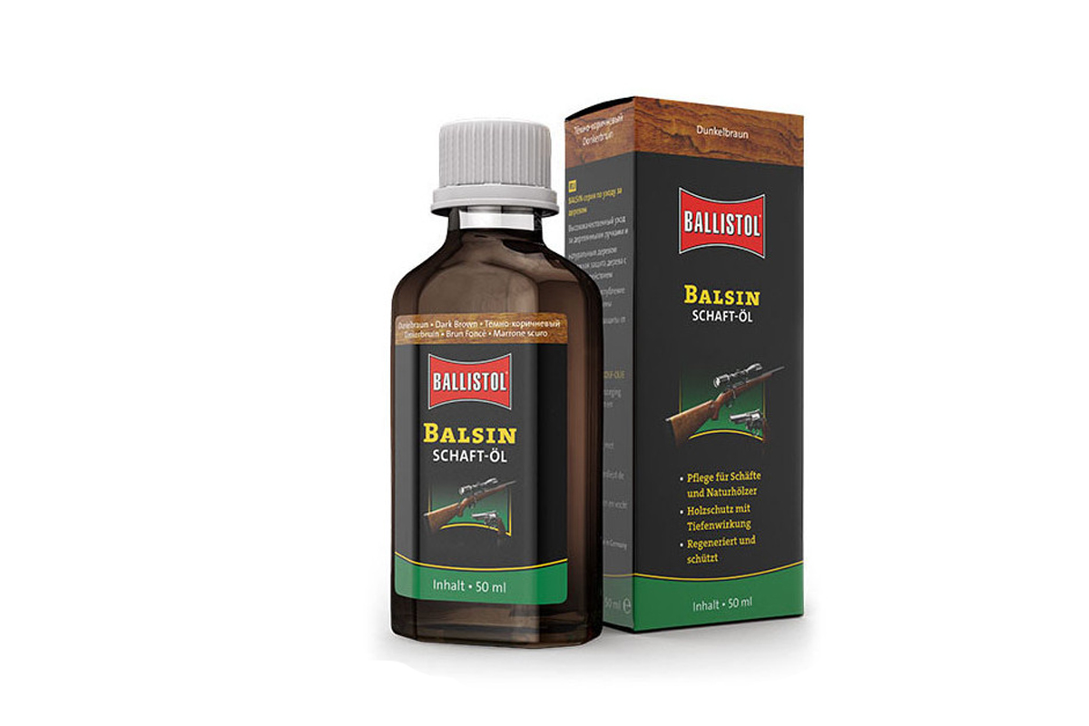 Ošetrujúci olej Balsin na pažbu tmavohnedý – 50 ml-Poľovnícke potreby > Zbrane a strelivo > Doplnky pre zbrane > Čistenie zbraní