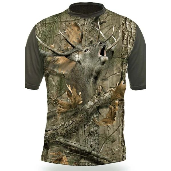 Tričko poľovnícke HILLMAN s KR - Jeleň 3D camo