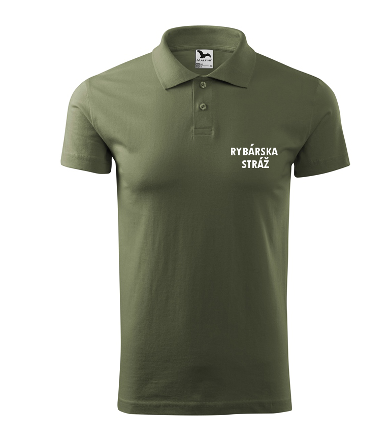 Polokošeľa RYBÁRSKA STRÁŽ 180g s bielym nápisom - khaki olivová
