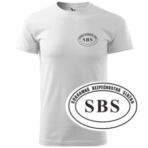 Tričko SBS SECURITY s čiernym nápisom - biele