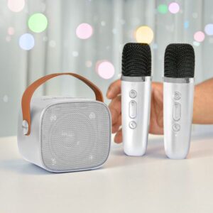 Mini karaoke set s bezdrôtovými mikrofónmi – tip na darček